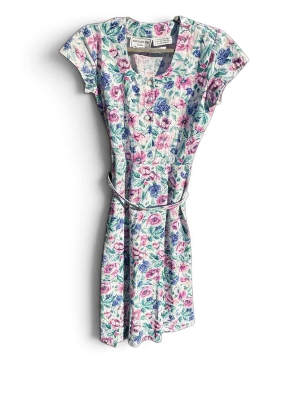 Vtg 80s 90s Karin Stevens Floral Cotton Tea Dress Petite M Fits XS S Cottagecore